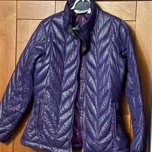 Eddie Bauer Woman's Sz M Goose Down Purple Short Quilted Coat